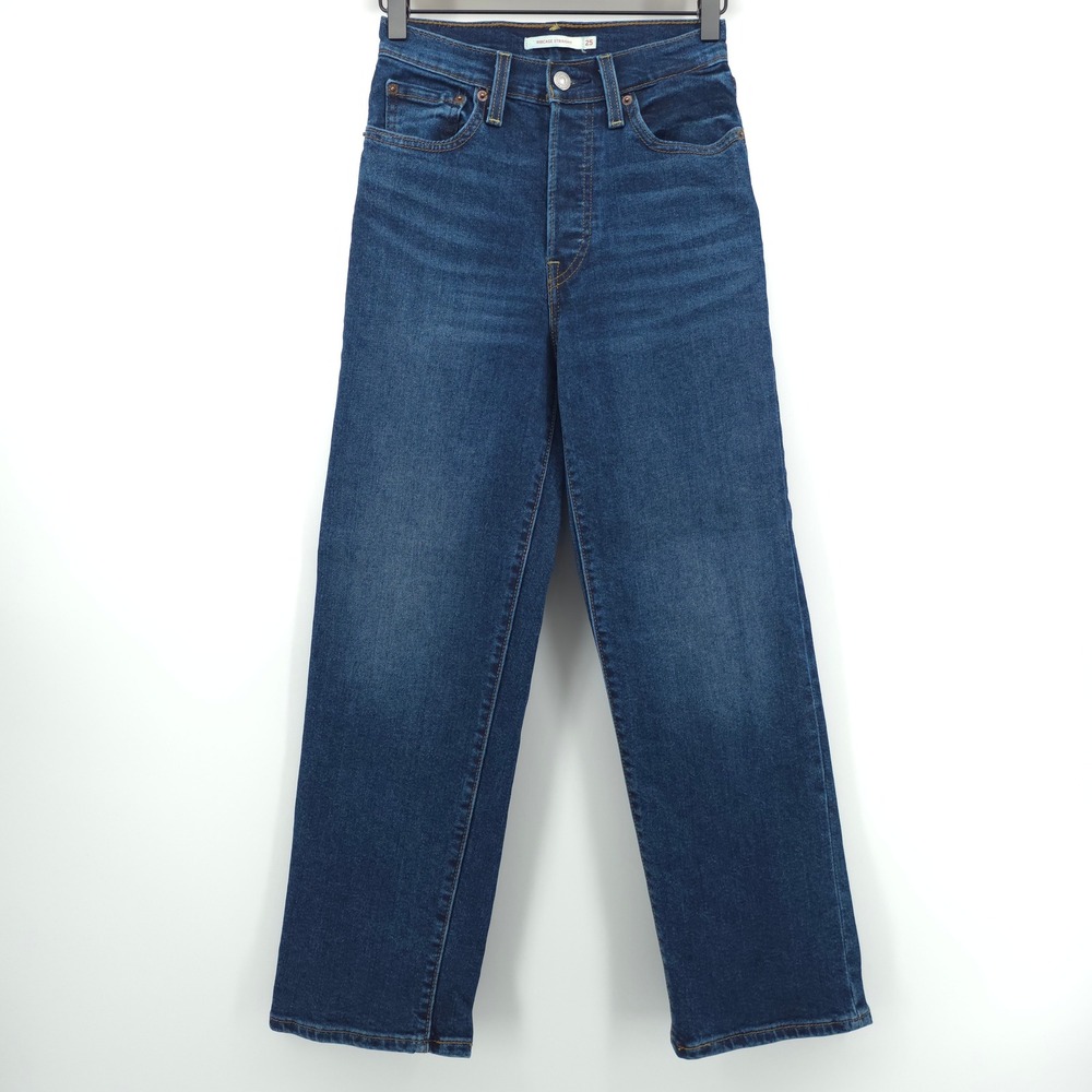 Levi's Women Jeans Ribcage Straight 25 Dark Indigo High Rise Denim